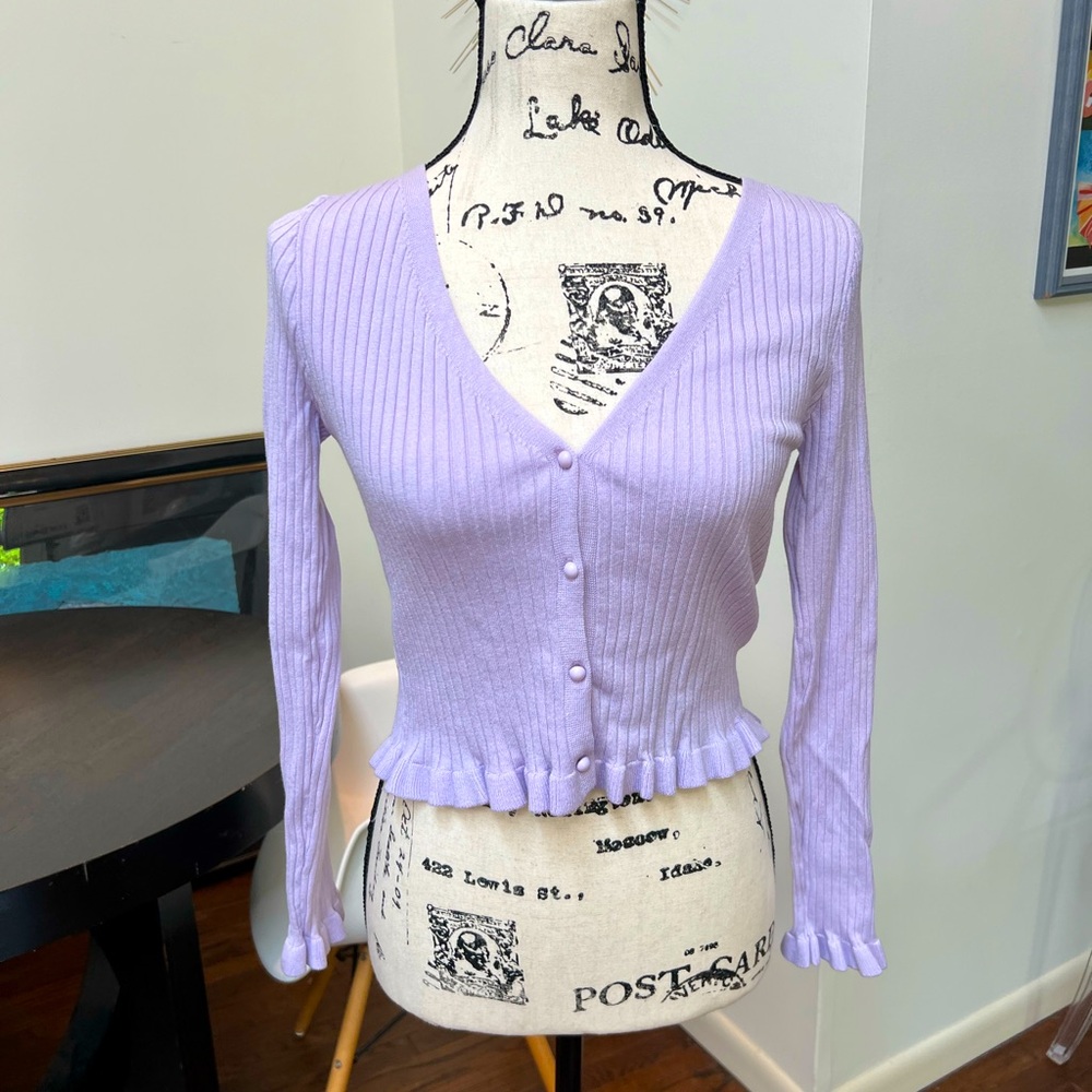 Lavender button up sweater. Divided by H&M. Size Small